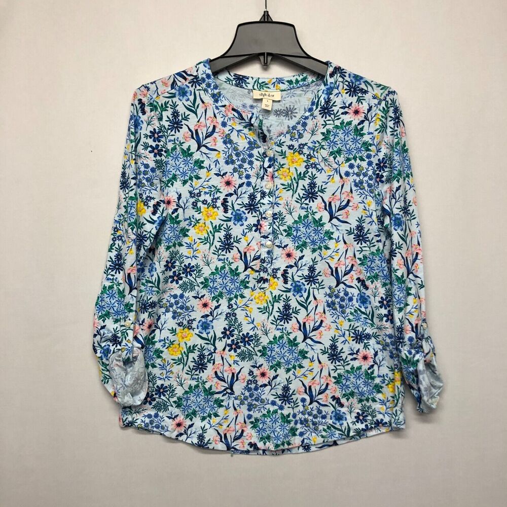 Style & Co. Women Floral Blouse Top Shirt Size Large  M138 -3